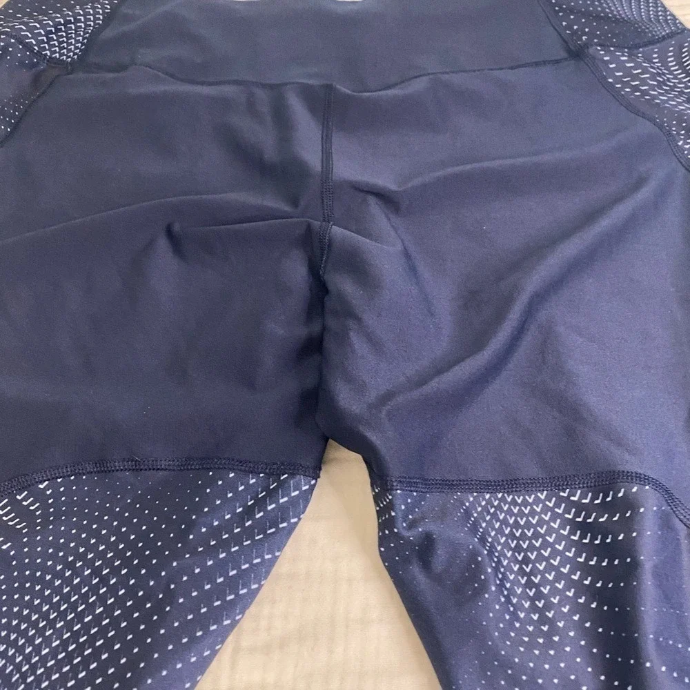 Nike Dri Fit Blue White Geometric‎ Wave Full Length Leggings Womens 1X